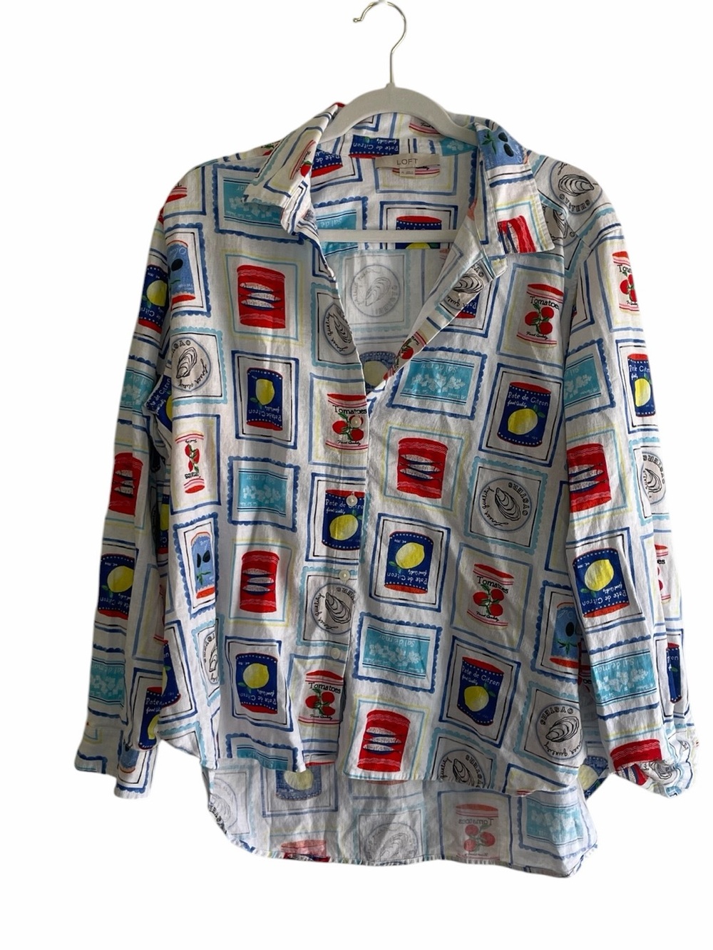 LOFT Linen Lemon Button Down Shirt